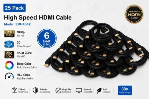 25 PACK HIGH SPEED with ETHERNET HDMI CABLES 6ft HD LAPTOP TV 1399563-T - 30AWG