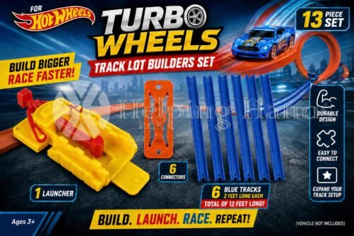 Turbo Hot Wheels Track Builders Set 1 Launcher 6 Connectors & 12 Feet Blue Track