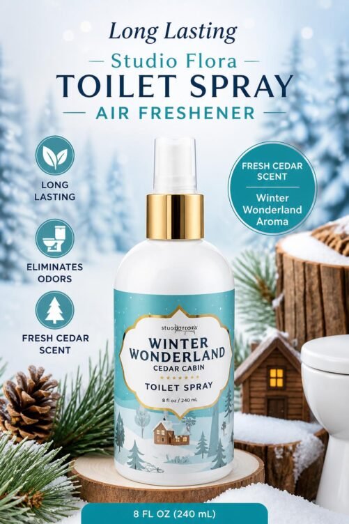 Long Lasting Studio Flora Toilet Spray Air Freshener 8oz Winter Wonderland Cedar