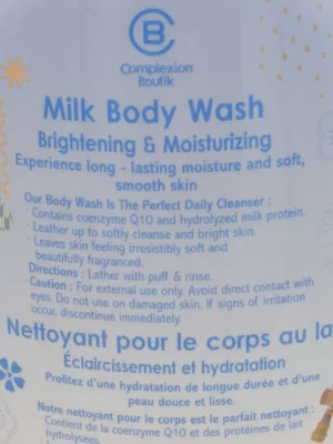 Complexion Boutik Milk Coenzyme Q10 + Hyaluronic Acid Moisturizing Body Wash - Image 7