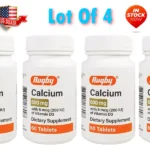 4 Bottles RUGBY CALCIUM 600mg with Vitamin D3 (400IU) 60 Tablets Each EXP:2025