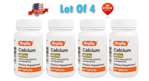 4 Bottles RUGBY CALCIUM 600mg with Vitamin D3 (400IU) 60 Tablets Each EXP:2025