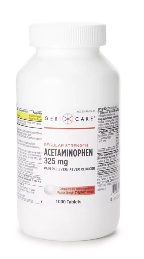Geri-Care Pain Relief 325 mg Acetaminophen Tablets 1000 Count Per Bottle