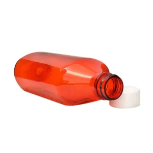 Lot Of 25 Amber PET Oval Liquid Bottle with 24/400 White (Child Lock Cap) 2 oz - Image 3