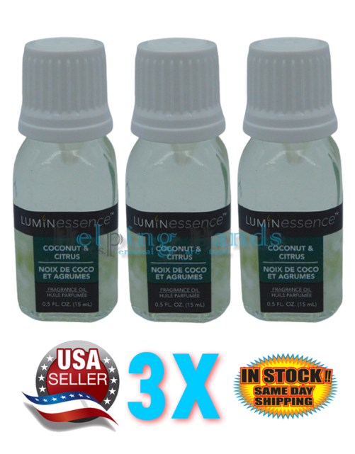 3 Coconut & Citrus Fragrance Oil Diffuser Candle Making 0.5 oz ea Luminessence
