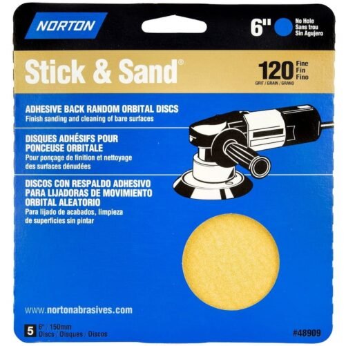 5 Norton Stick & Sand 6 in. A290 Sandpaper PSA Disc 120 Grit 48909