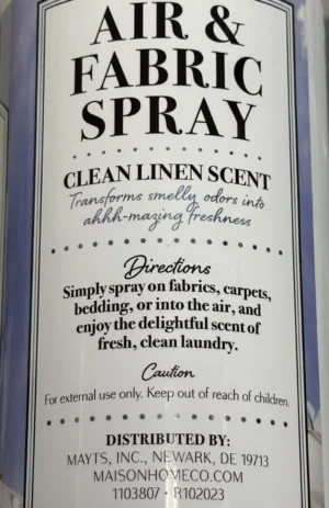 MAISON HOME CO Breath In The Bliss AIR FABRIC SPRAY Clean Linen Scent 32oz - Image 3