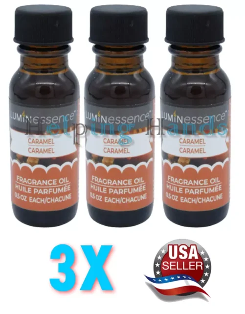 Original Luminessence Caramel Scented Fragrance Oil 0.5 oz Bottles Lot OF 3