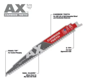 MILWAUKEE "THE AX" 9" CARBIDE TEETH SAWZALL BLADES 48-00-5226 - Image 3