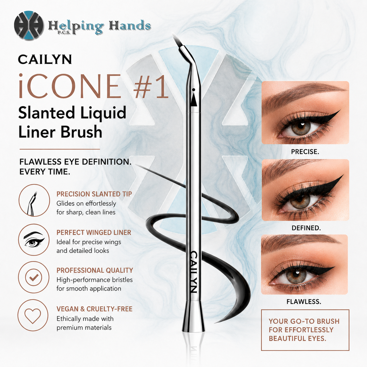 Cailyn iCONE #1 Slanted Liquid Liner Brush for Flawless Eye Definition
