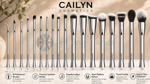 Cailyn iCONE 18 Steel Professional Makeup Brush Set Precise Contour, Blending.