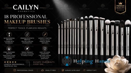 Cailyn iCONE 18 Steel Professional Makeup Brush Set Precise Contour, Blending.