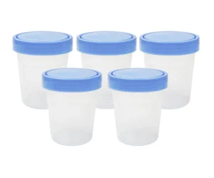 5 Sterile Specimen Cups Urine Collection 120mL - 4oz (W/ Seal LID Name Room Dr)
