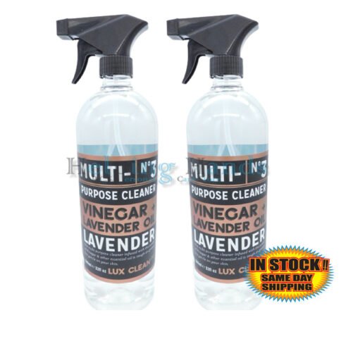 2 NEW Lux Clean Vinegar & Lavender Oil No 3 Multi Purpose Spray Cleaner 32 fl oz