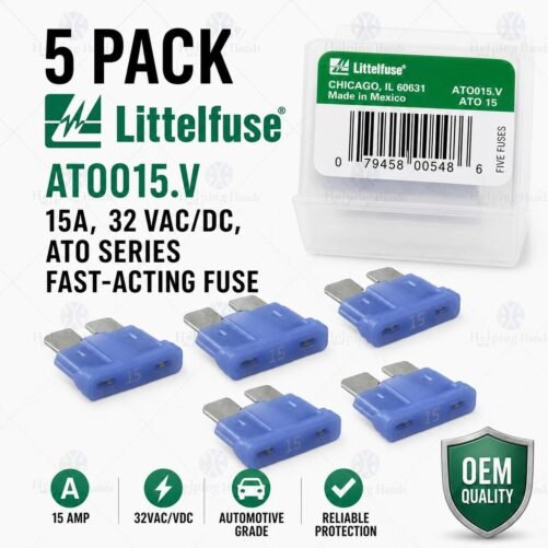 5 Pack - Littelfuse ATO015.V 15A, 32 VAC/DC, ATO Series Fast-Acting Fuse