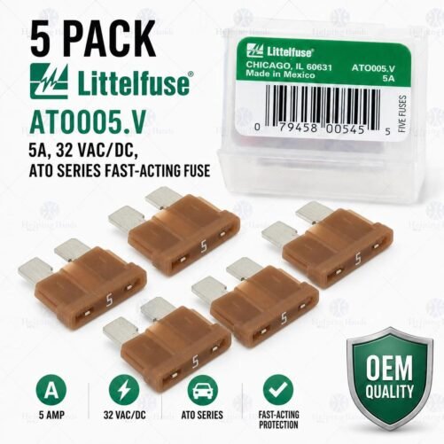 5 Pack - Littelfuse ATO005.V 5A, 32 VAC/DC, ATO Series Fast-Acting Fuse