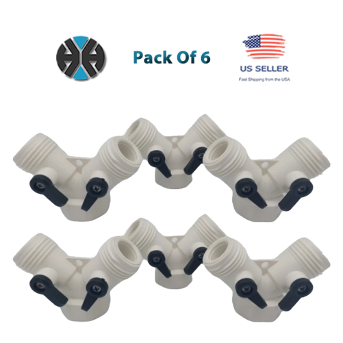 6 Pack Of White Y Garden Hose Connector Splitter 2-Way Connector Water Valves