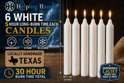 6 WHITE 5 Hour Long-Burn Candles Emergency Storm Blizzard LOCALLY HANDMADE TEXAS