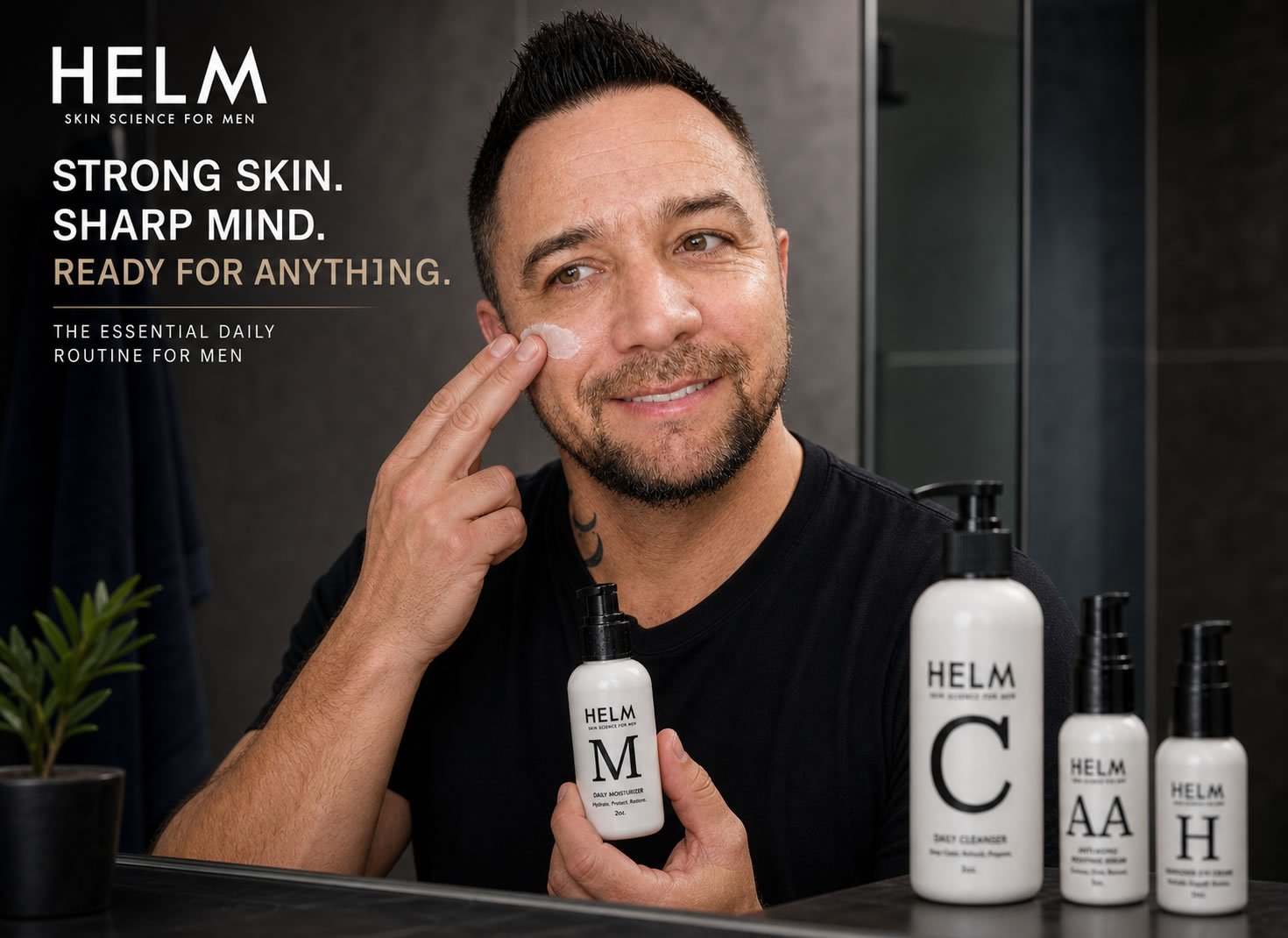 Helm Skin Science for Men Set Anti-Aging Serum, Eye Cream, Moisturizer, Cleanser - Image 3
