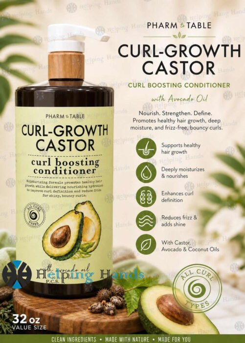 Pharm To Table Curl-growth Castor Curl Boosting Conditioner W/ Avocado Oil 32 oz