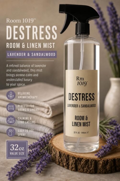 Large Room 1019 Destress Room & Linen Mist Spray Lavender & Sandalwood 32oz
