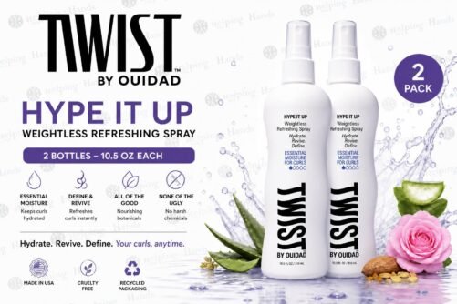 2 TWIST Hype It Up by Ouidad 10.5 Oz Curly Dry Hair Weightless Refreshing Spray