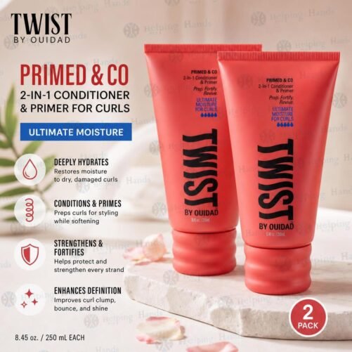 2 TWIST by Ouidad Primed & Co 2-in-1 Conditioner & Primer for Curls, 8.45 oz