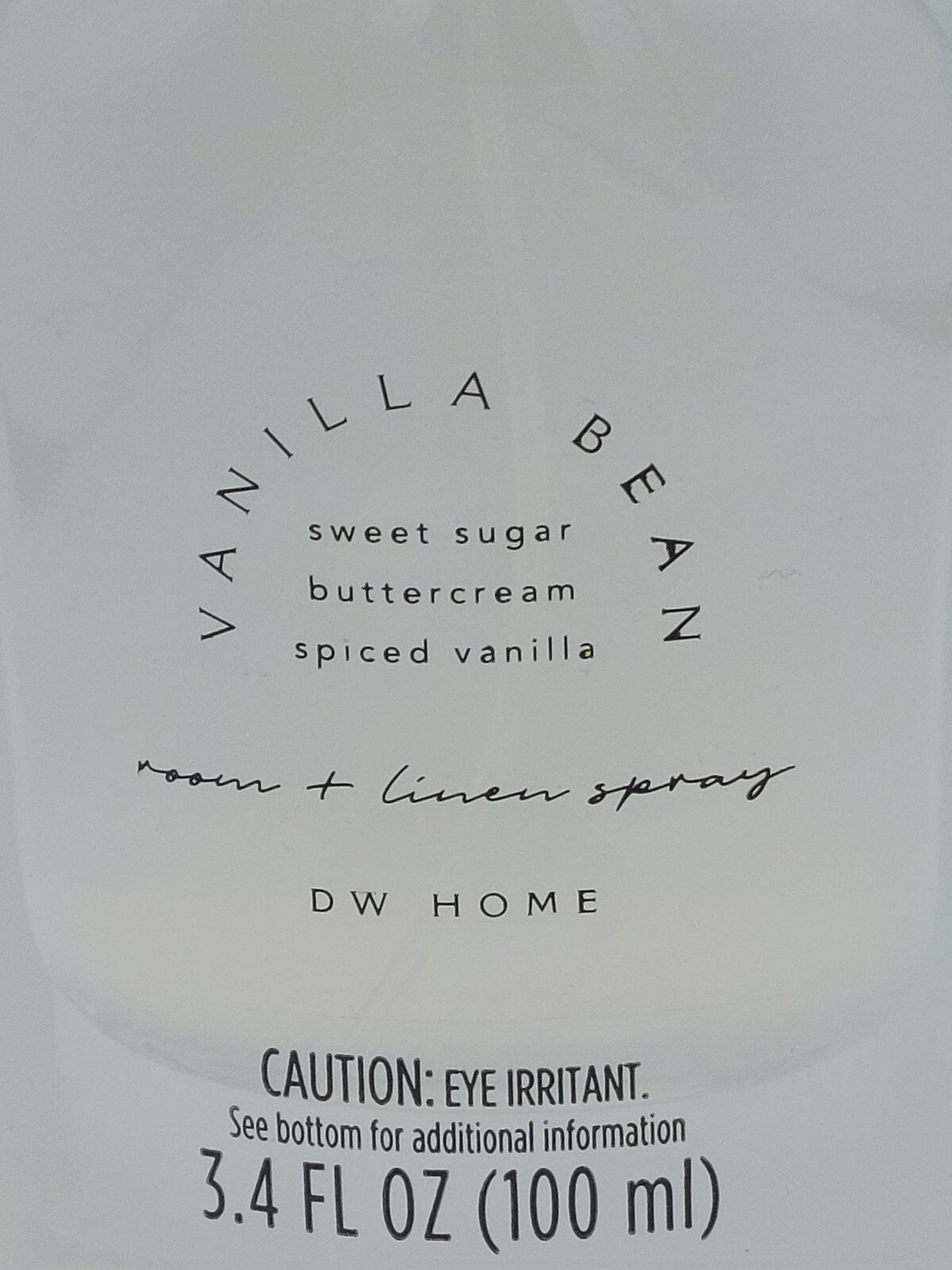 DW Home Glass VANILLA BEAN Long Lasting Scented Room & Linen Spray 3.4oz - Image 3