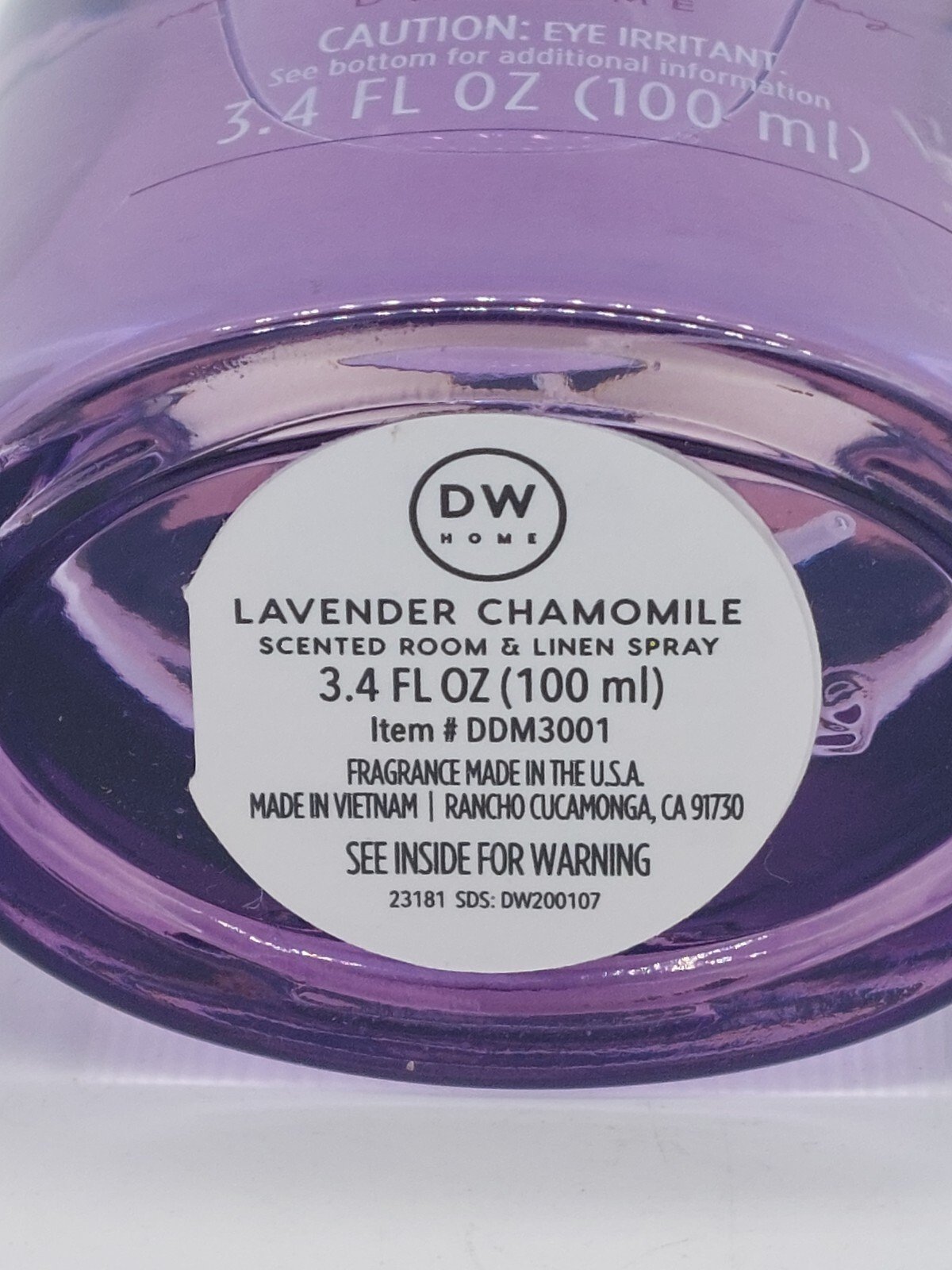DW Home Glass LAVENDER & CHAMOMILE Long Lasting Scented Room & Linen Spray 3.4oz - Image 3
