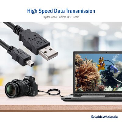 2 New 6ft Digital Video Camera USB 2.0 Cable, Type A to Mini B 4 Pin Black - Image 6
