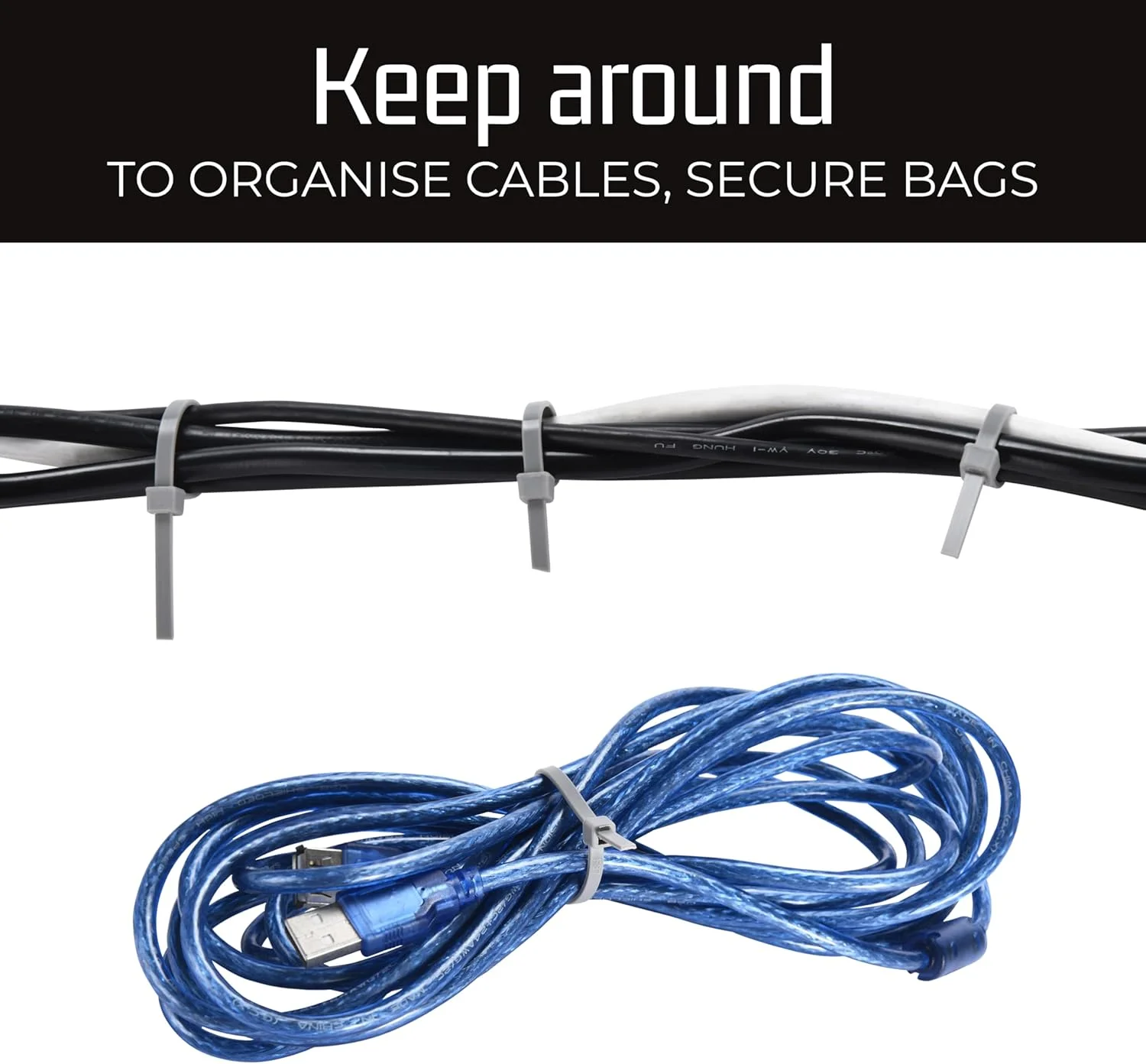 1000 Act Gray High-Quality UV Nylon ACAL-07-50-8-C - 7 in 50 lbs Cable Ties - Image 5