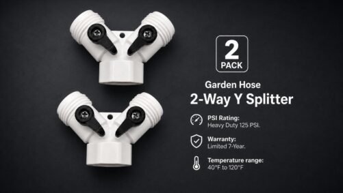 2 Heavy Duty White Y Garden Hose Connector Splitter 2-Way Connector Water Valves