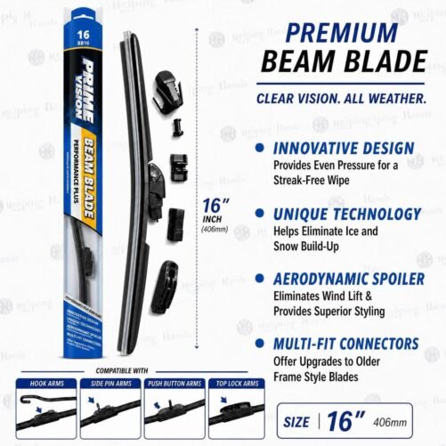 Performance Wiper Beam Blade. J-Hook Bayonet Pin U1 3A 3H-8 3B-2 3F 3C - 16 Inch