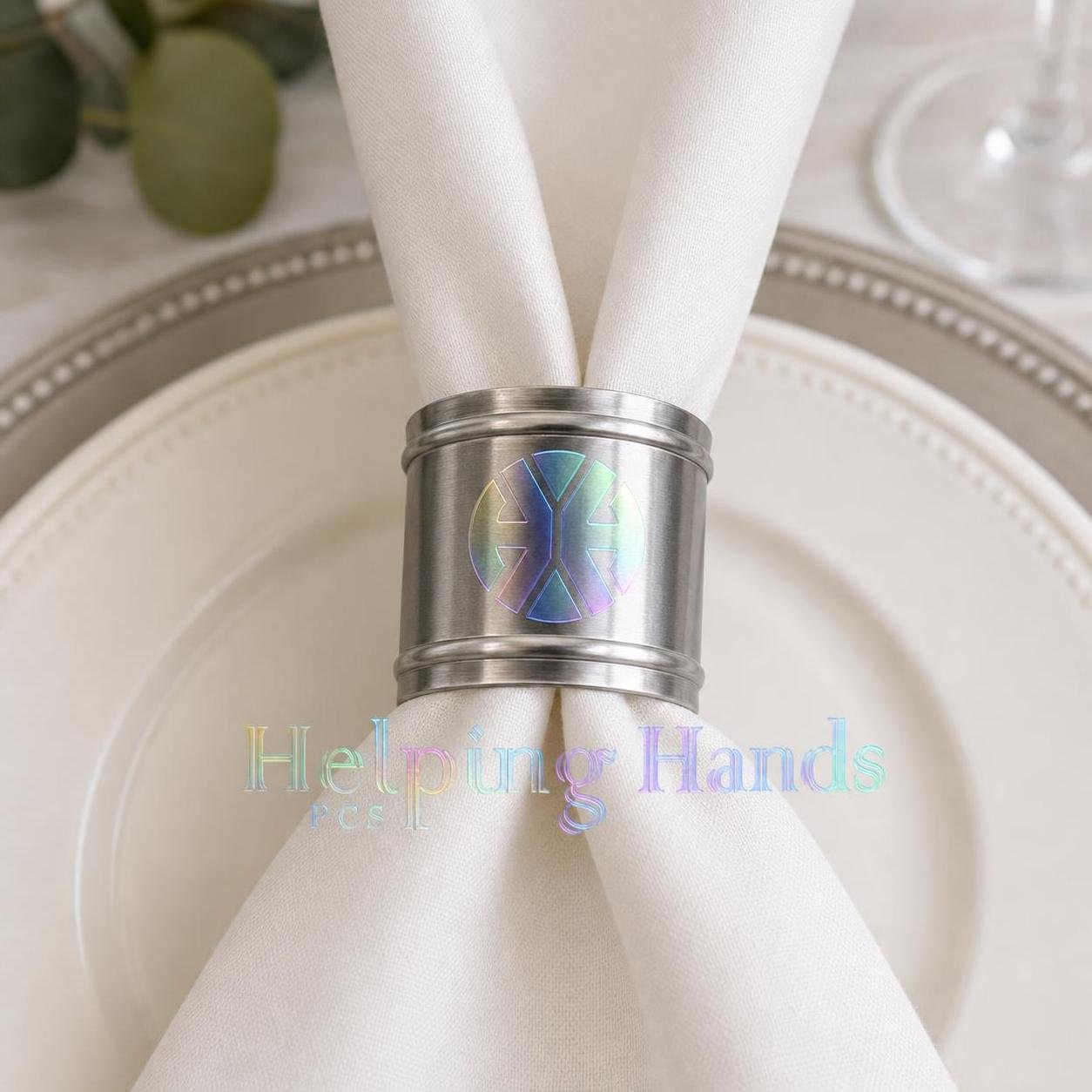4 Pack Silver in Color Sleek Elegant Stylish Dining Napkin Rings 1.75 Inch - Image 3