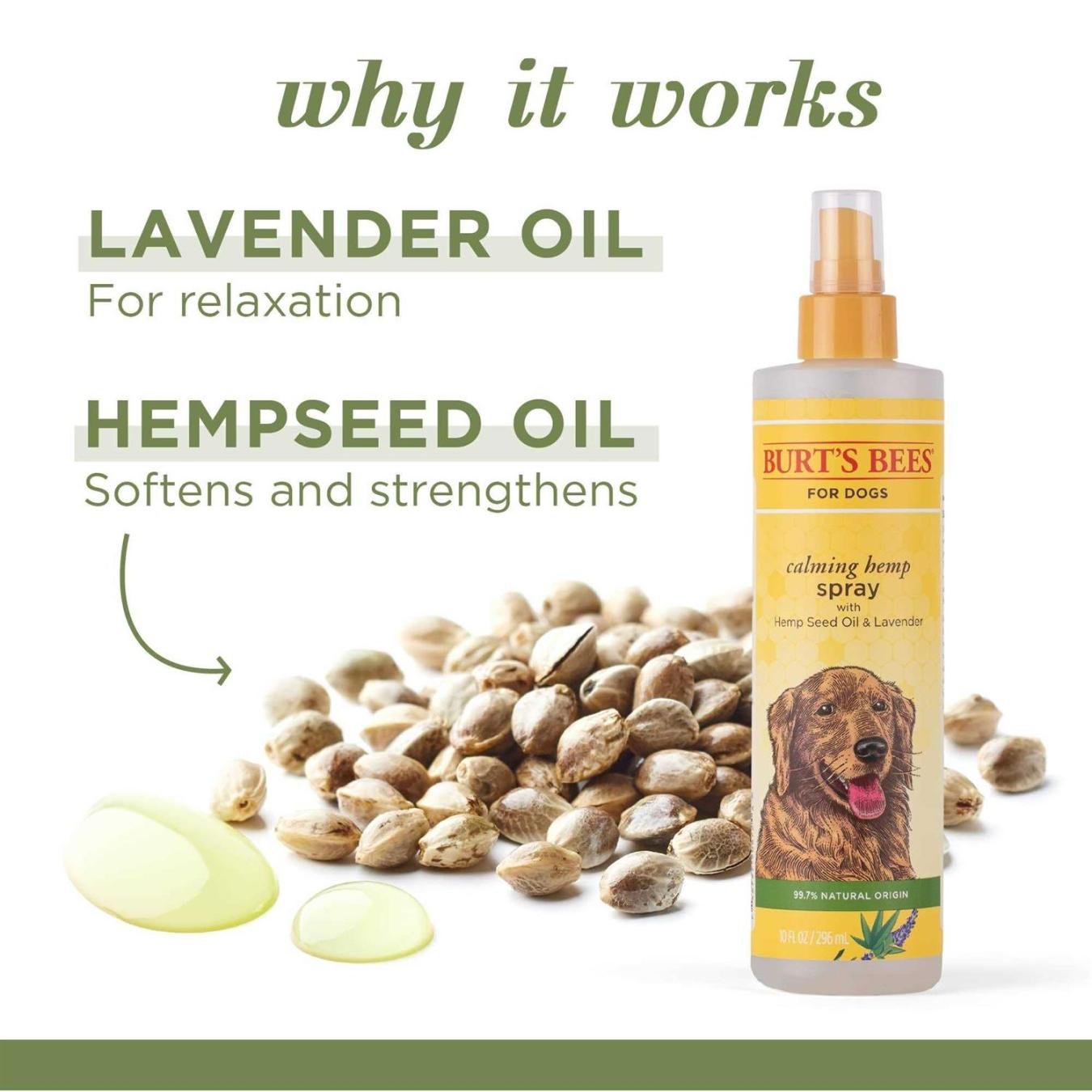 Burt's Bees Pets Natural Calming Spray for Dogs Seed Oil and Lavender 10oz - Image 4