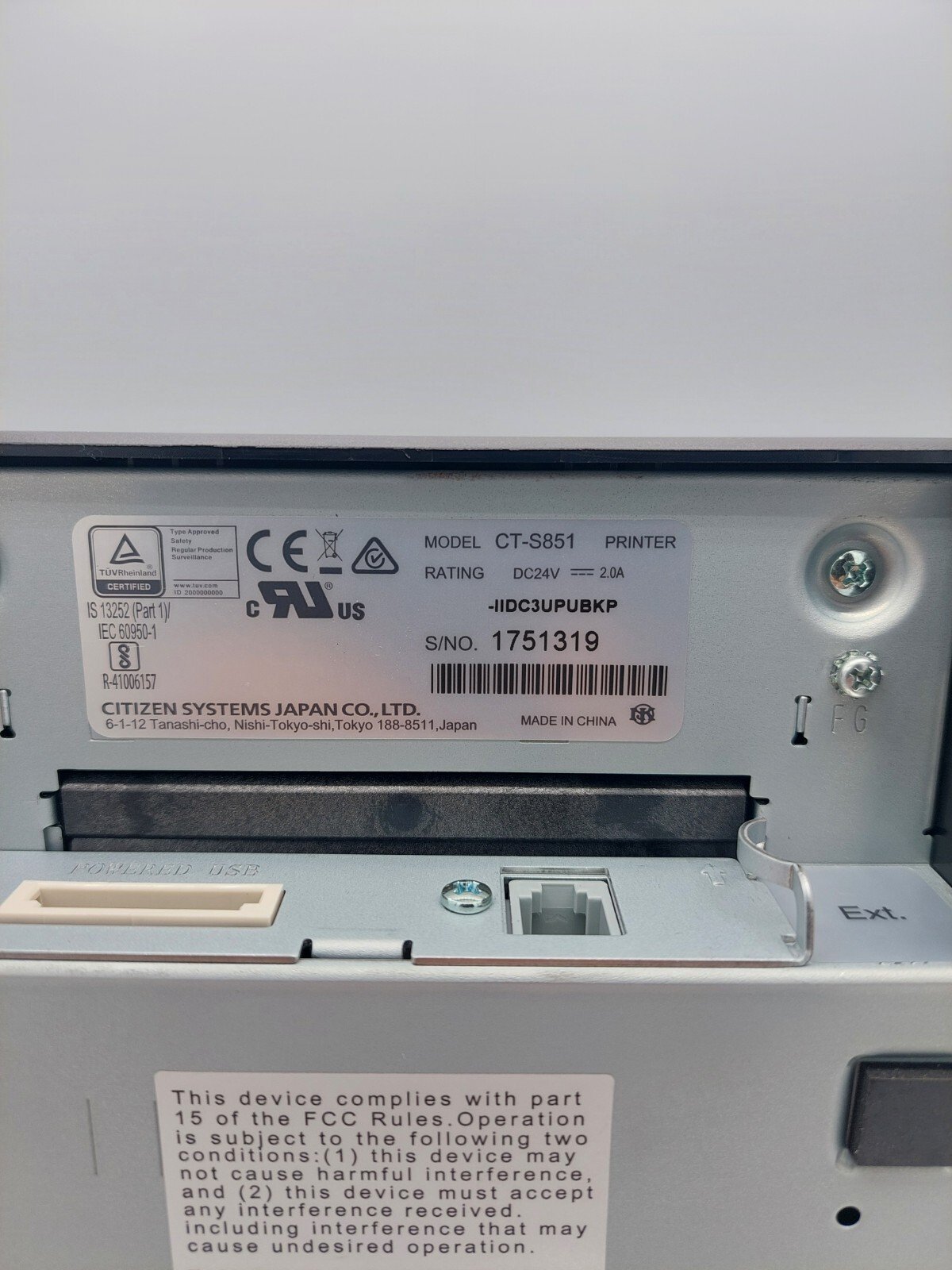 Citizen CT-S851II High Speed Thermal USB POS Receipt Printer CT-S851IIDC3UPUBKP - Image 11