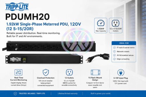NEW Tripp-Lite PDUMH20 1.92kW Single-Phase Metered PDU, 120V (12 5-15/20R)