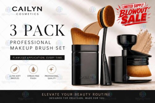 Cailyn Cosmetics Professional Makeup Brush Set 3 Pack. O! Curve, Circle, Double