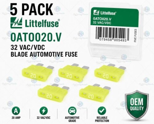 5 Pack - Littelfuse 0ATO020.V Automotive 20A 32VAC/VDC ATO Series Fast-Acting