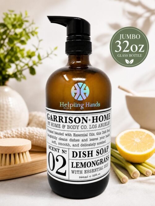 Garrison Home Body Lemongrass Dish Soap Essential Oil JUMBO 32oz GLASS BOTTLE