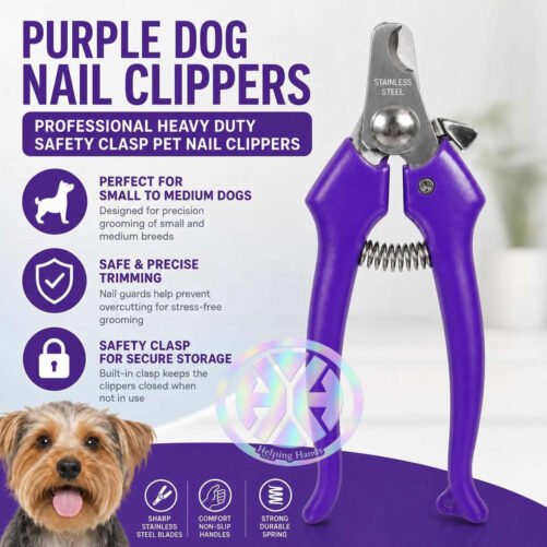 Purple Dog Nail Clippers Professional Heavy Duty Safety Clasp Pet Nail Clippers