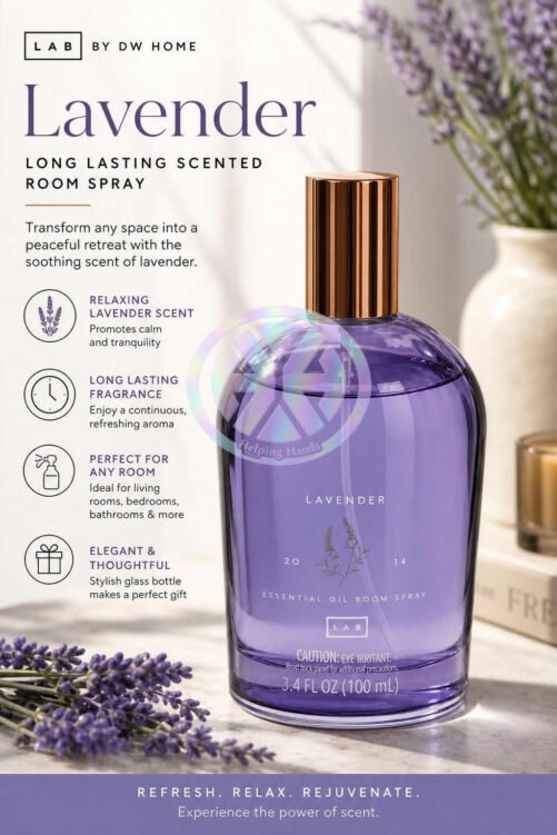Lab By DW Home - Lavender - Long Lasting Scented Room Spray 3.4oz Glass Bottle