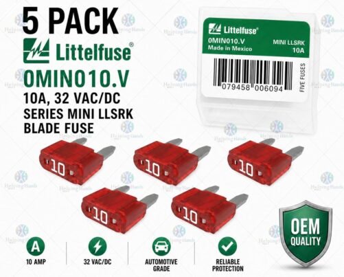 5 Pack - Littelfuse 0MIN010.V 10A, 32 VAC/DC, Series MINI LLSRK Blade Fuse