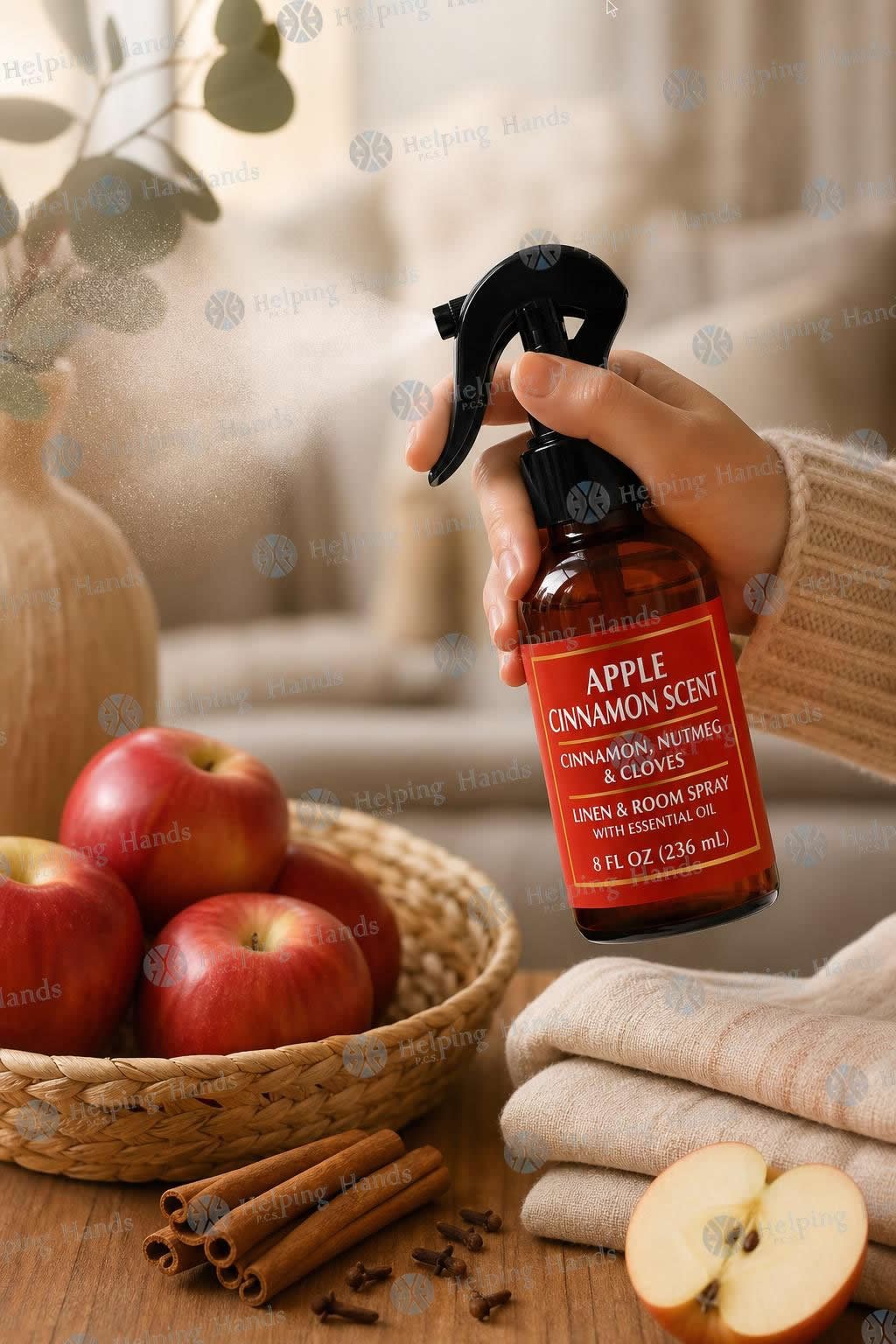 Apple Cinnamon Scent Linen And Room Spray Cinnamon, Nutmeg, Cloves 8oz - Image 4