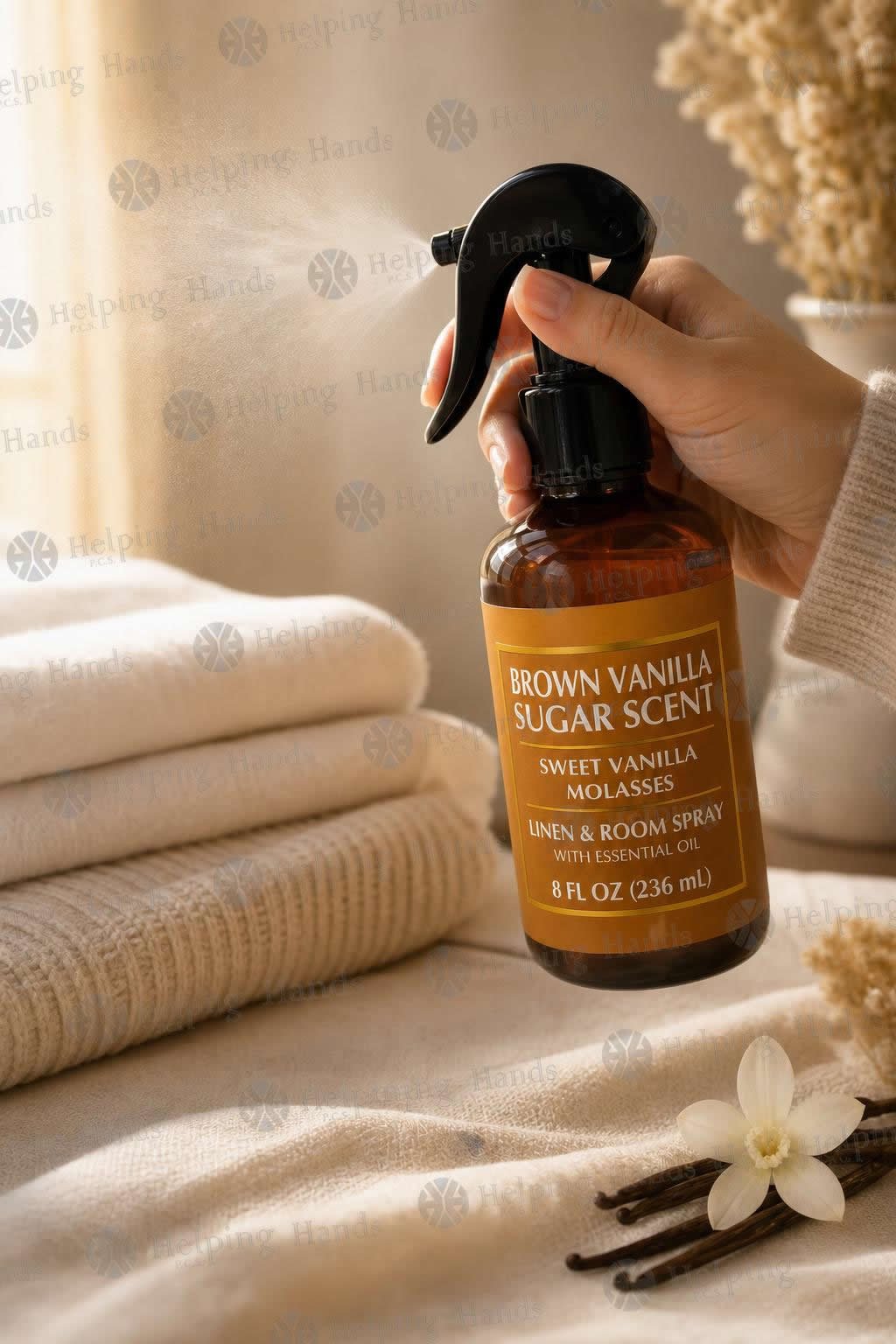 Brown Vanilla Sugar Scent Linen/Room Spray Sweet Vanilla Molasses Essential Oil 8oz - Image 4