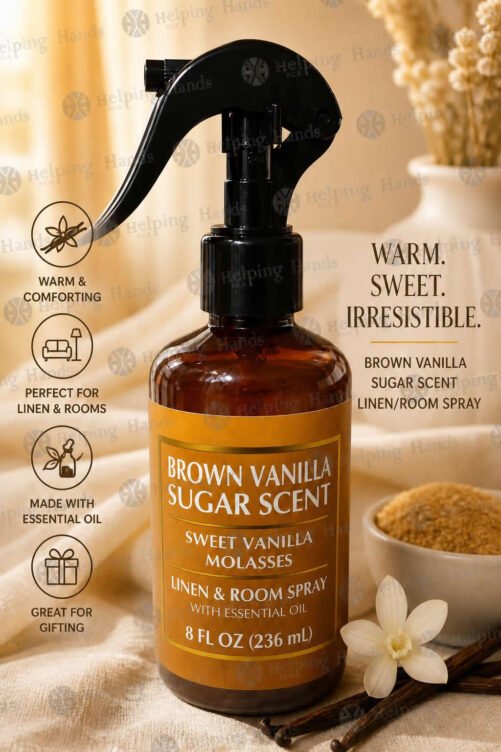 Brown Vanilla Sugar Scent Linen/Room Spray Sweet Vanilla Molasses Essential Oil 8oz