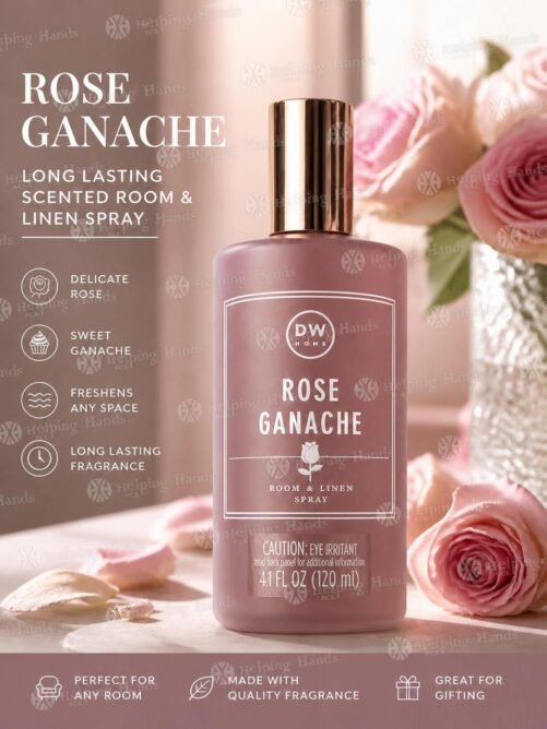 DW Home Rose Ganache Long Lasting Scented Room Linen Spray 4.1oz Glass Bottle