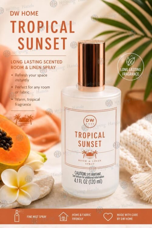 DW Home Tropical Sunset Long Lasting Scented Room Linen Spray 4.1oz Glass Bottle