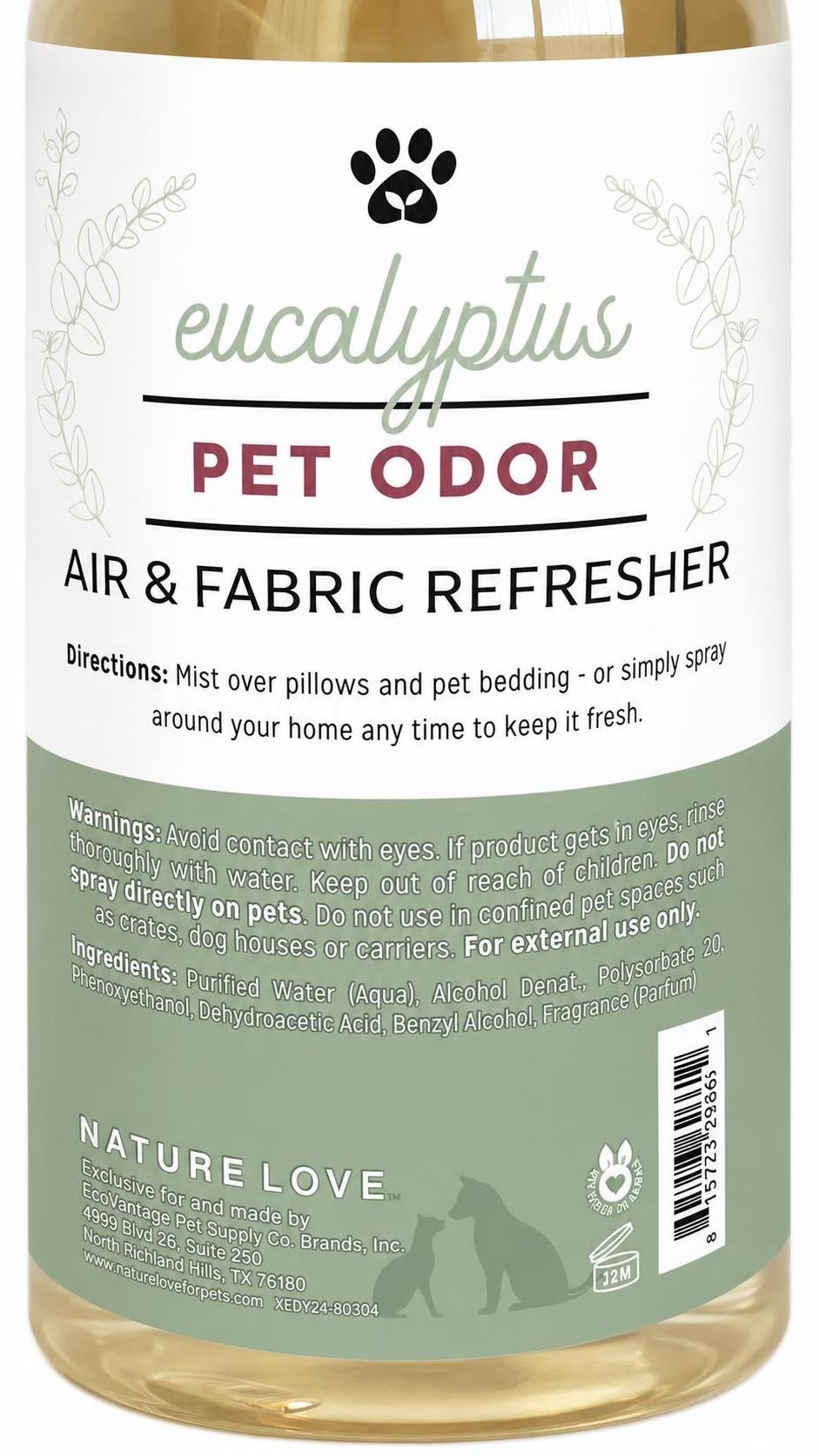 Nature Love Eucalyptus Scent Pet Odor Air And Fabric Spray 16oz - Image 3