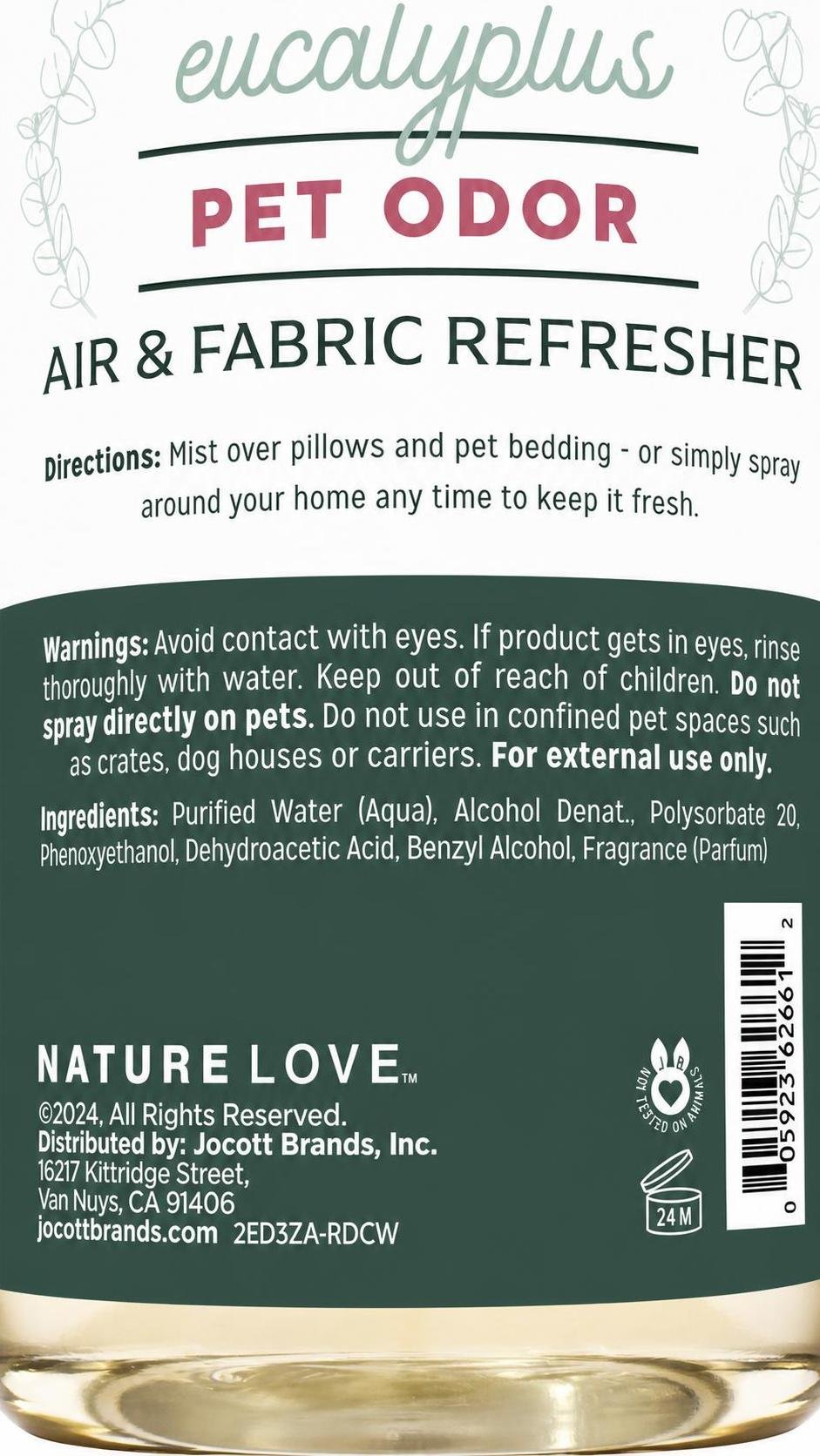 Nature Love Eucalyptus Scent Pet Odor Air And Fabric Spray 16oz - Image 4